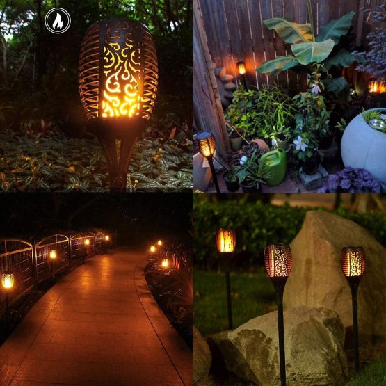 FLOWood Solar Torch Lights Waterproof 96 LED Large Dancing Flickering Flame Solar Lights Lighting Dusk to Dawn Auto On/Off Security Solar Flame for Garden Patio Pathway Halloween Decorations (2PCS) - Image 4