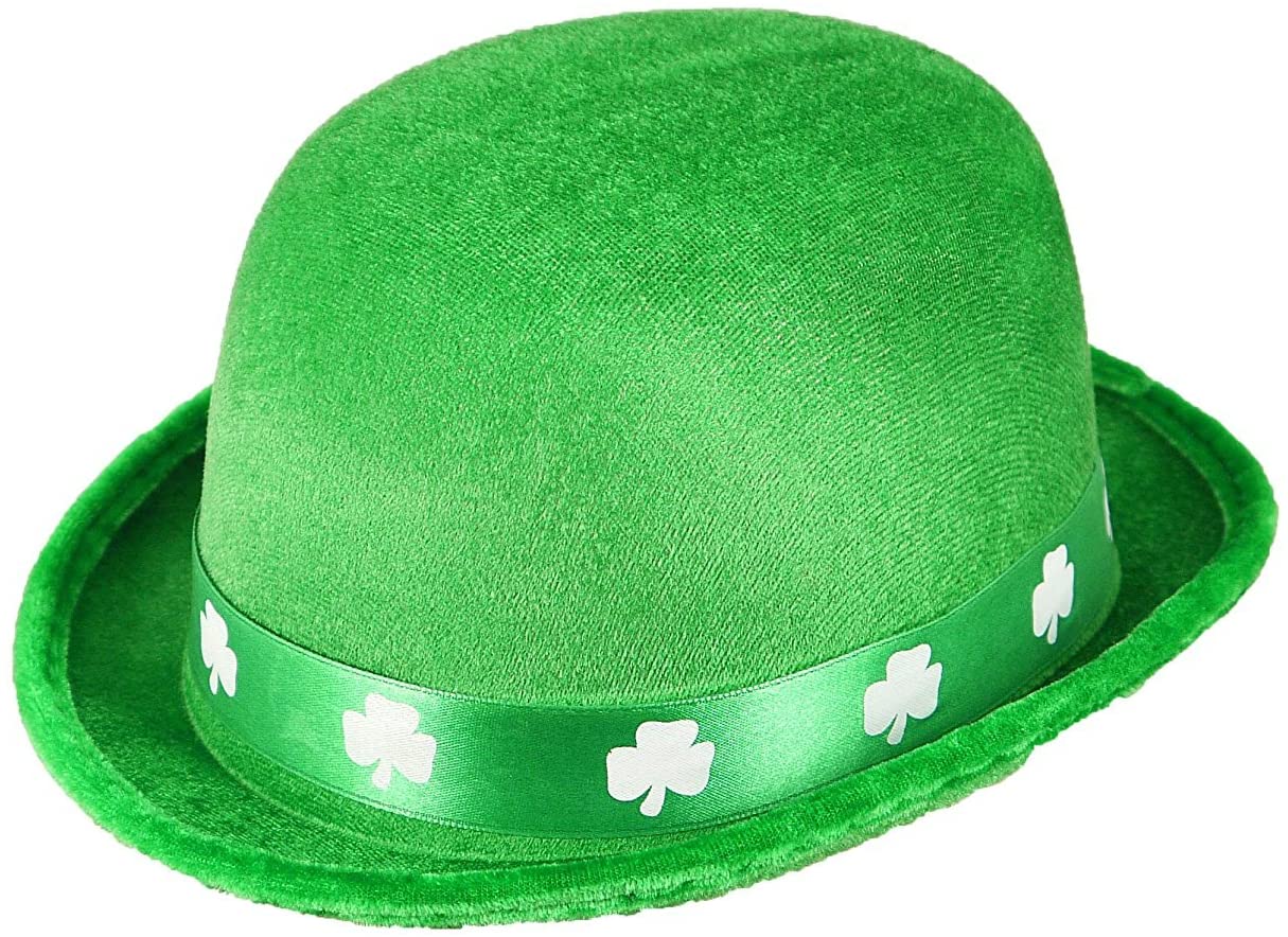 St Patrick's Day Green Felt Bowler Hat With A Shamrock Band, Black