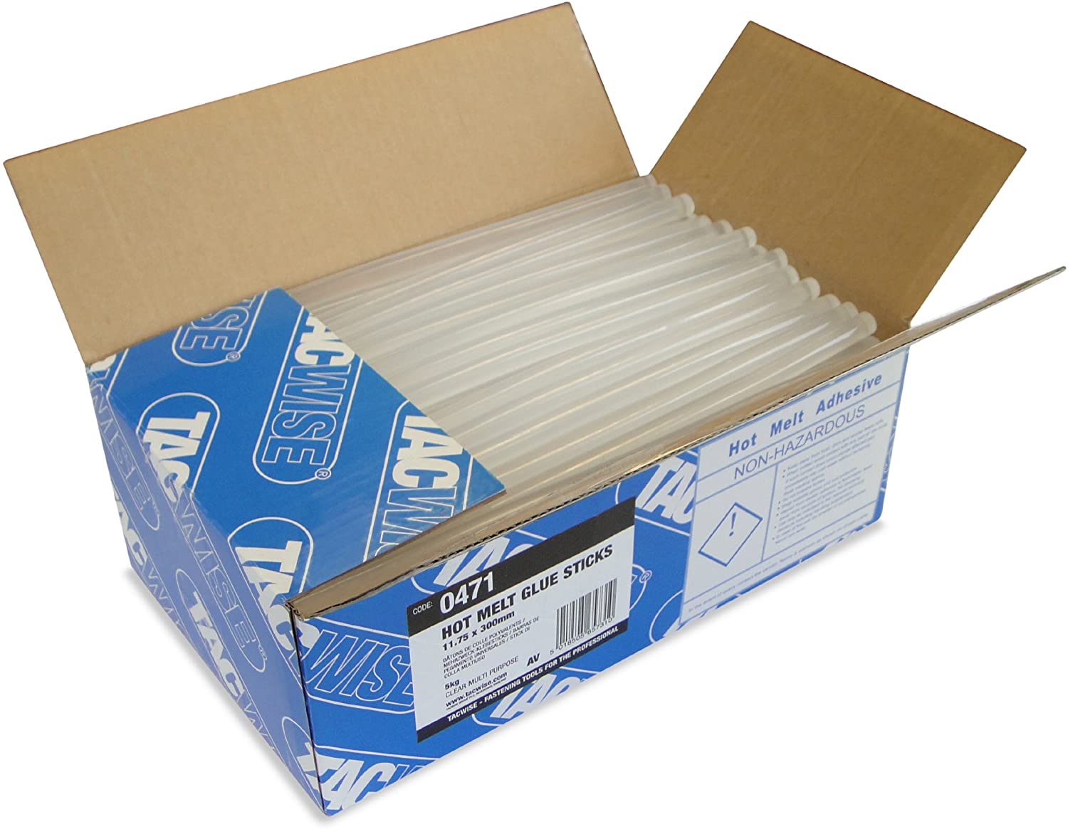 Tacwise 0471 Hot Melt Glue Sticks, 11.75mm x 300mm, Pack of 160, Clear, 11.75 mm x 300 mm