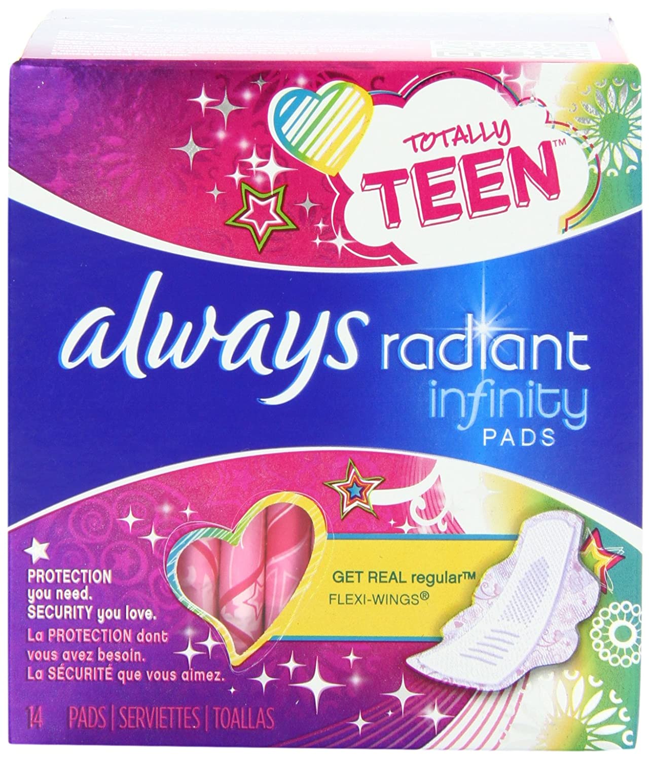 Always Totally Teen Always Radiant Infinity Pads, 14 Count, No Color, 14 x 14 inch