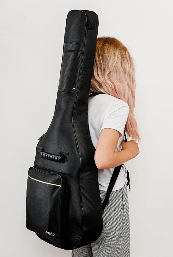 Fineway Durable High Quality Black Padded Full Size 42 Inch Guitar Bag Carry Case - Protective Waterproof Cover for Acoustic Classical and Electric Guitars - Image 2