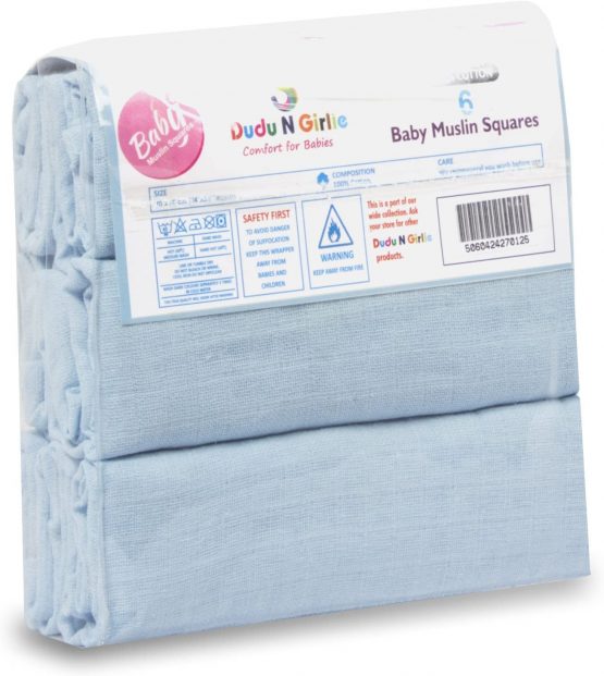 (Pack of 6) Premium Quality Baby Muslin Squares 100% Cotton, 72 X 72 cm, Supersoft, Made in EU (Blue) - Image 2