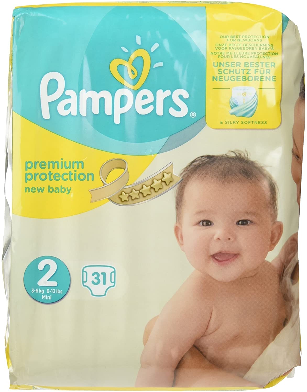 Pampers Diapers Premium Protection, 647.19 g, White, Taille 2 (31 Unité)