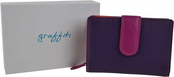 Golunski Ladies Tab Flap Over Leather Purse Wallet Change Graffiti Gift Box - Image 2