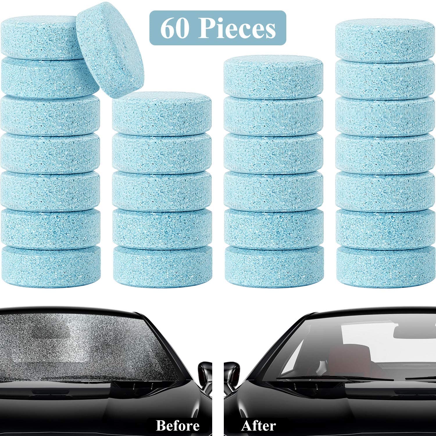 Blulu 60 Pieces Car Effervescent Washer Car Windshield Glass