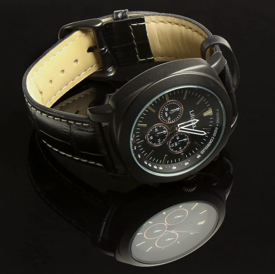 Lifemax Chronograph Style Atomic Talking Watch with Black Leather - Image 2