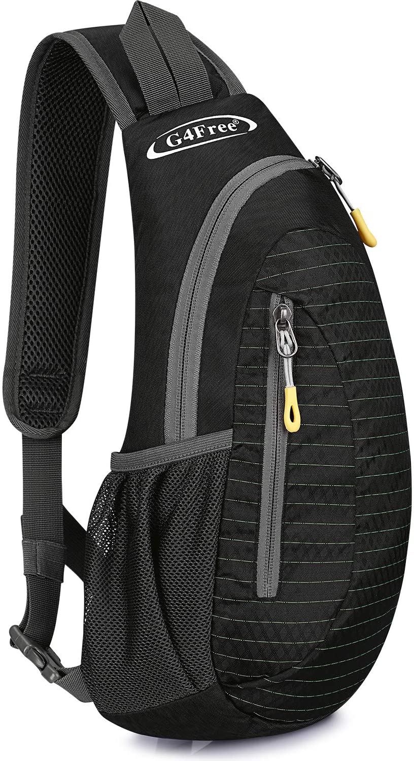 G4Free Small Sling Bag Crossbody Chest Bag Shoulder Backpack Outdoor Anti Theft, Black