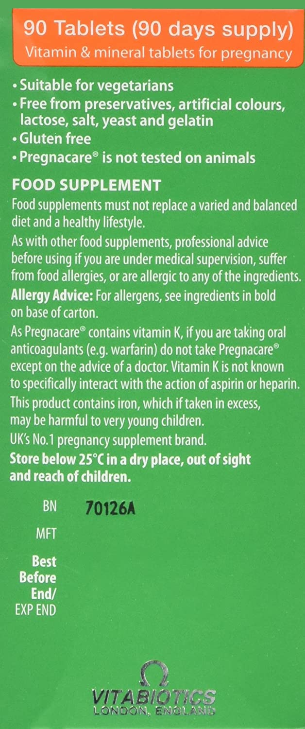 Pregnacare Original Formula Tablets During Pregnancy Support Vitamins and Supplements, 90 Tablets (Pack of 1) - Image 4