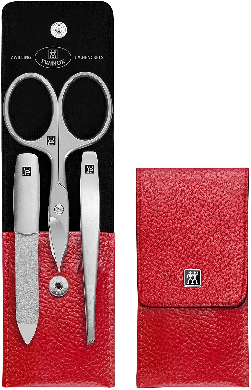 Zwilling Twinox Manicure-Etui aus Rindleder, 3-tlg, red, inkl. Schere
