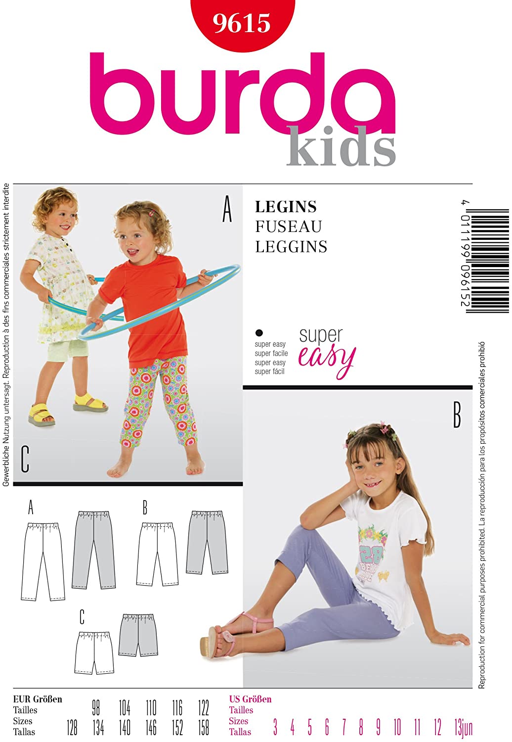 Burda b9615 Tapered Sewing Pattern 19 x 13 cm, 98-158