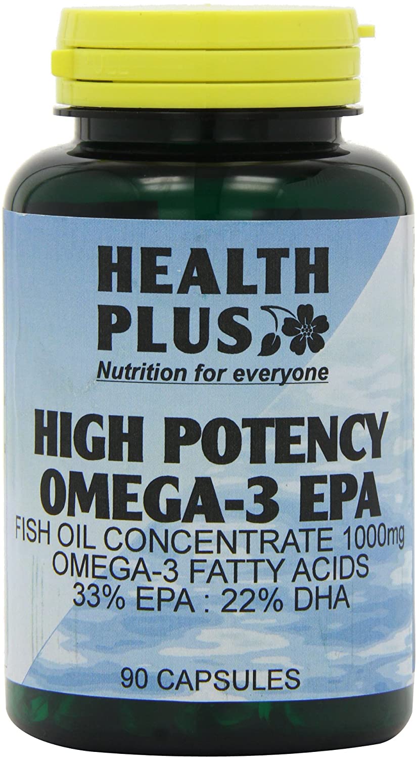 Health Plus High Potency Omega-3 EPA 1000mg (33:22) Fish Oil Supplement - 90 Capsules, Natural, 90 count (Pack of 1)