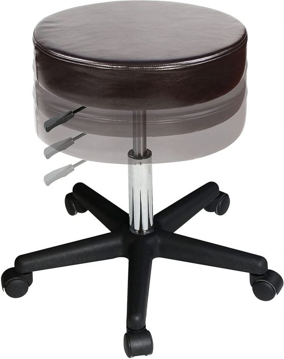Master Massage Non-Costco Rolling Stool Swivel Stool Work Stool Practical Stool Cosmetic Stool (Coffee) - Image 2