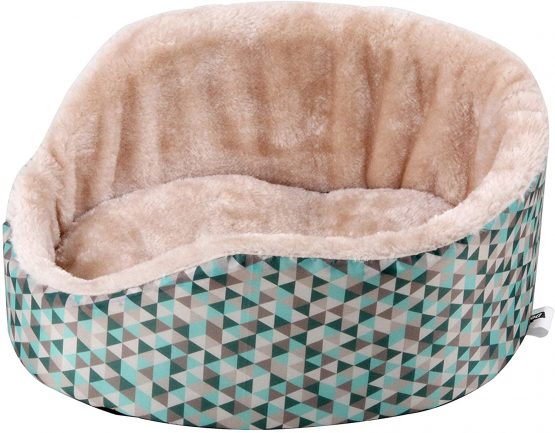 Dehner Small animal cuddly bed, velvet, approx. 31 x 25 x 13 cm, nylon/plush, pink/turquoise/grey - Image 2