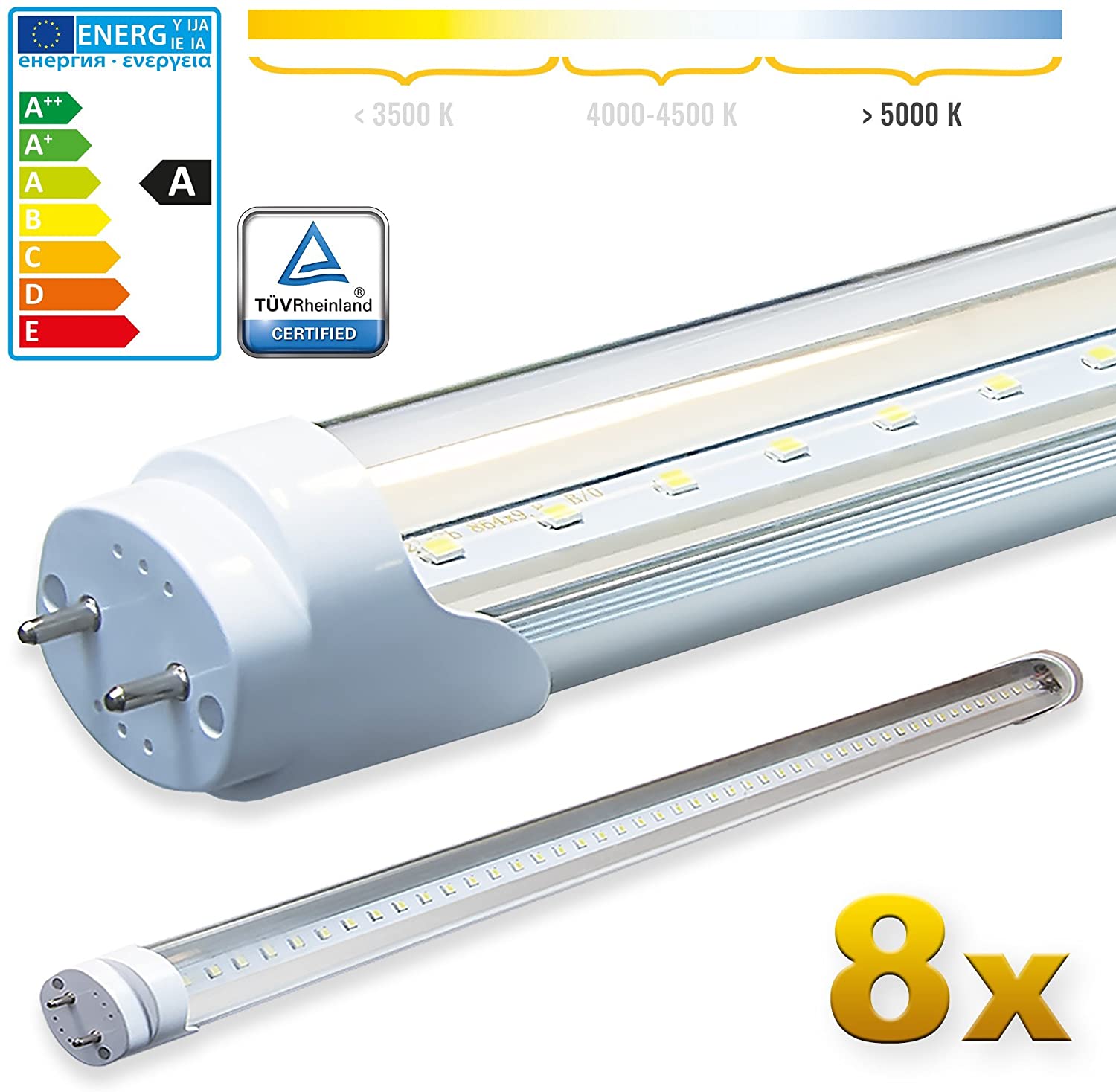 A&G LED Tube, G13, 14 W, Cold White, 90 x 26 x 26 cm
