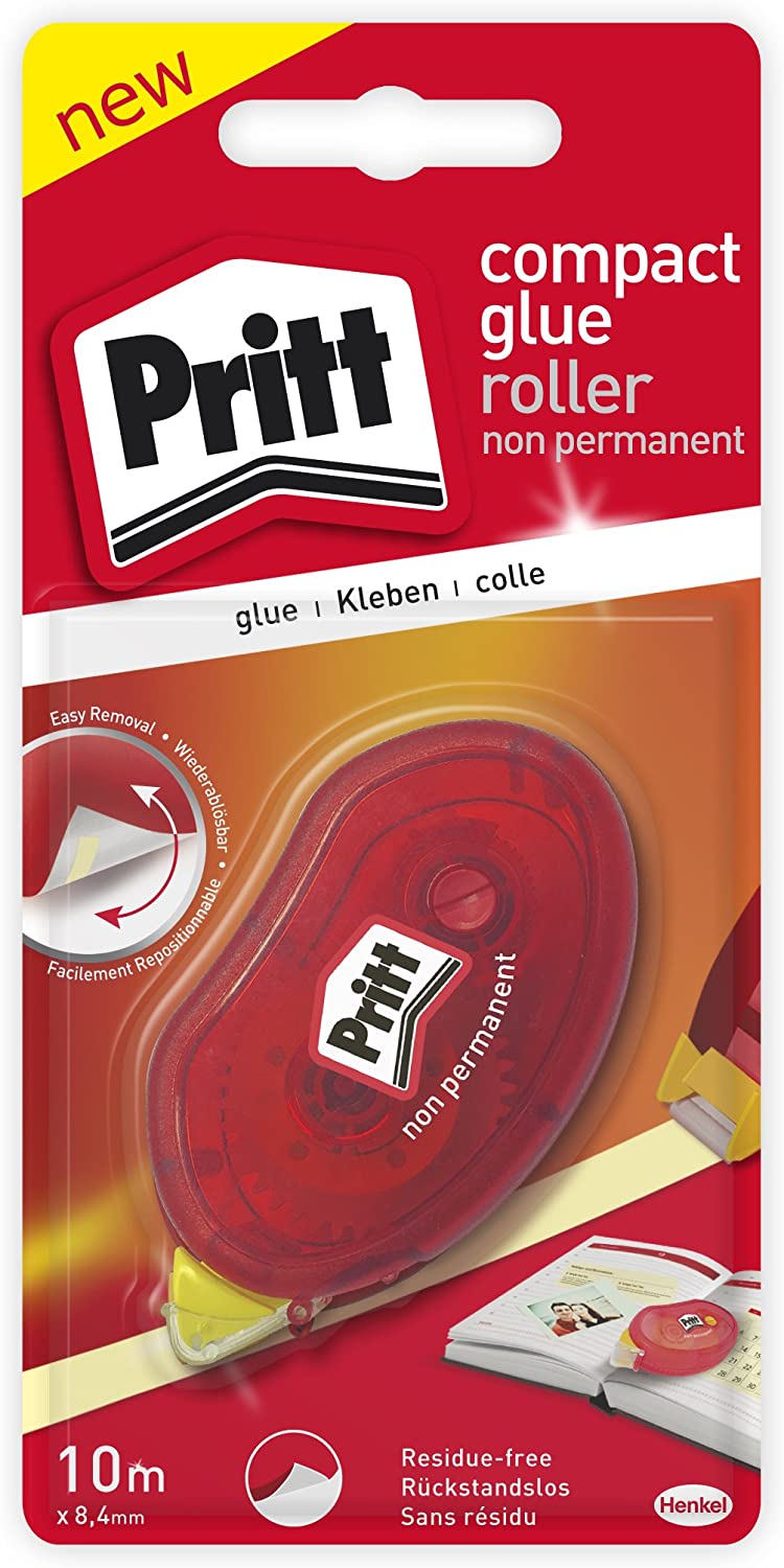 PRITT Roller de Colle Compact, Colle repositionnable, résultat Ultra propre - 10 m de Bande, largeur 8,4 mm