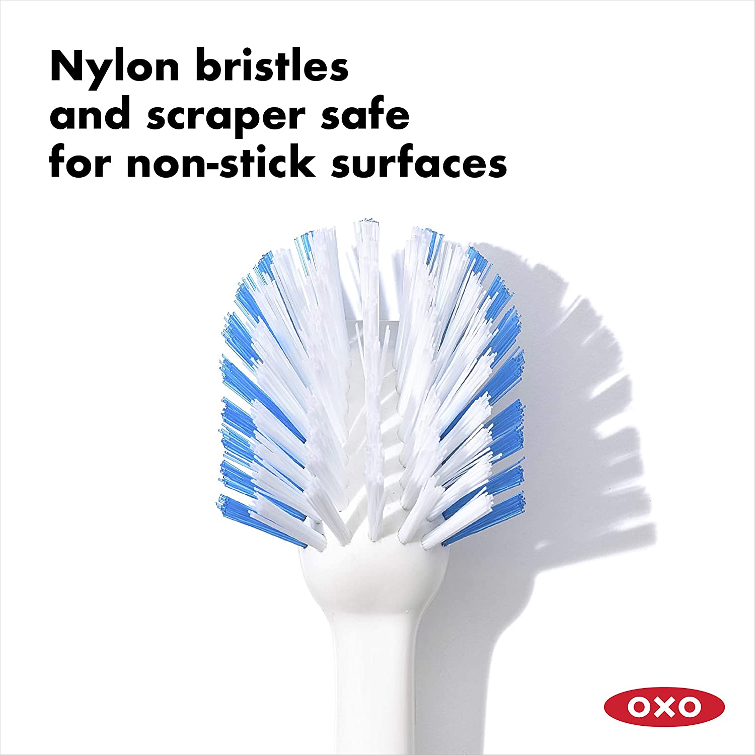 OXO Good Grips Dish Brush with Built-in Scraper, Safe for Non-Stick Cookware, Comfortable Non-Slip Handle - Image 3