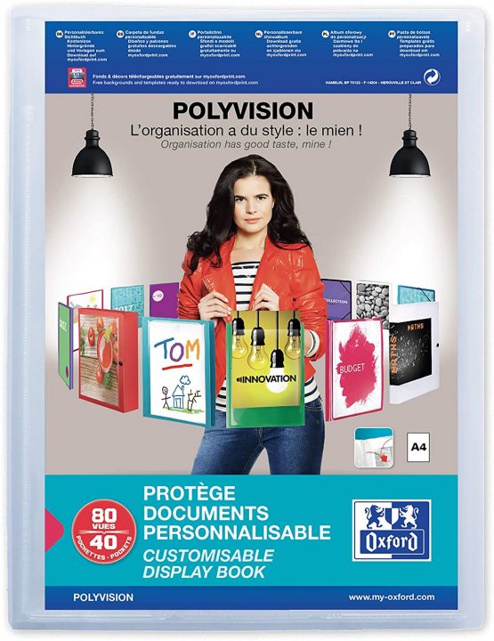 Elba Oxford A4 Display Book, 40 Clear Pockets, Clear