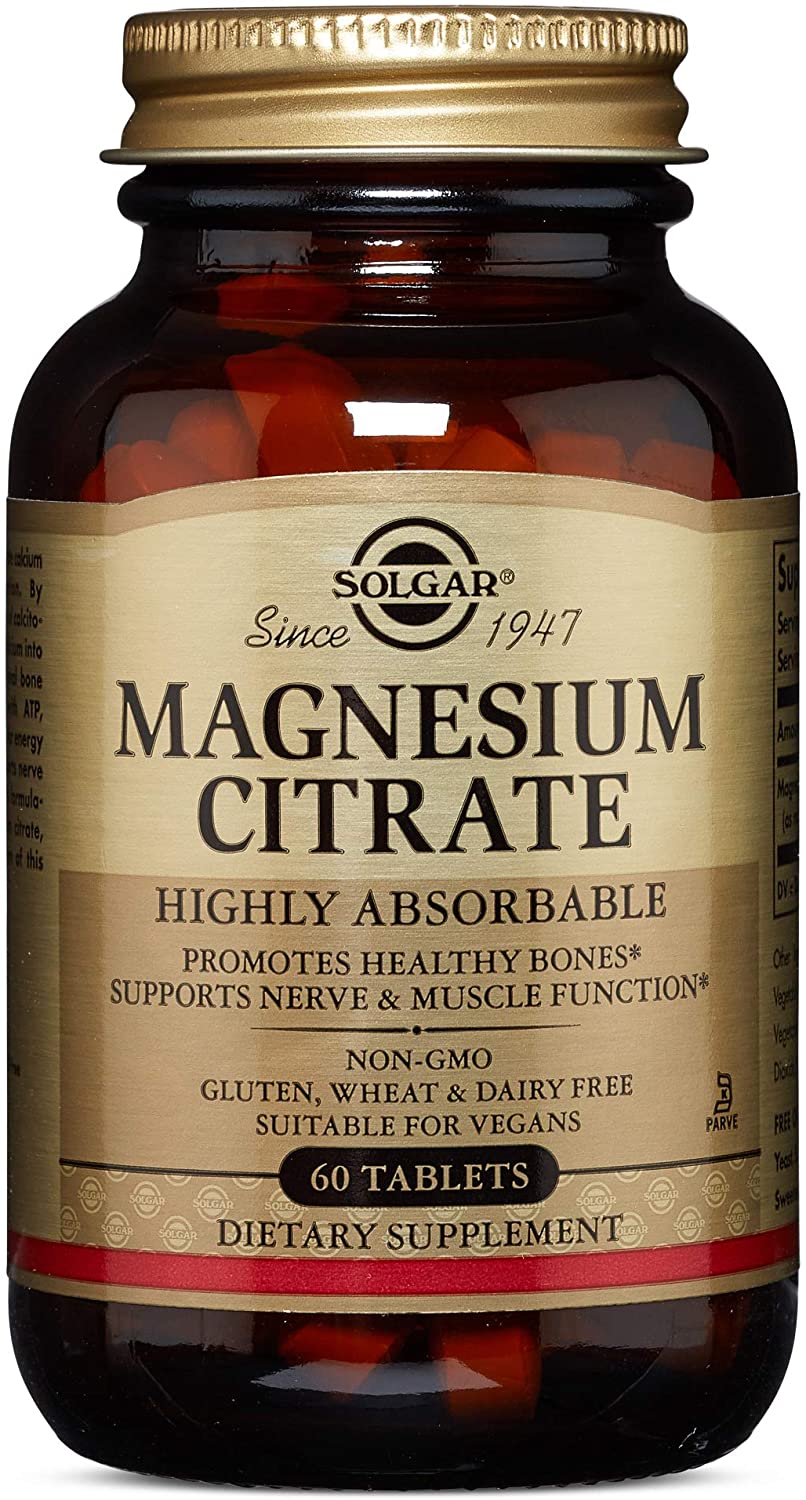 Solgar Magnesium Citrate Tablets, Pack of 60, Supports The Nervous System, Energy Release, Reduces Tiredness and Fatigue