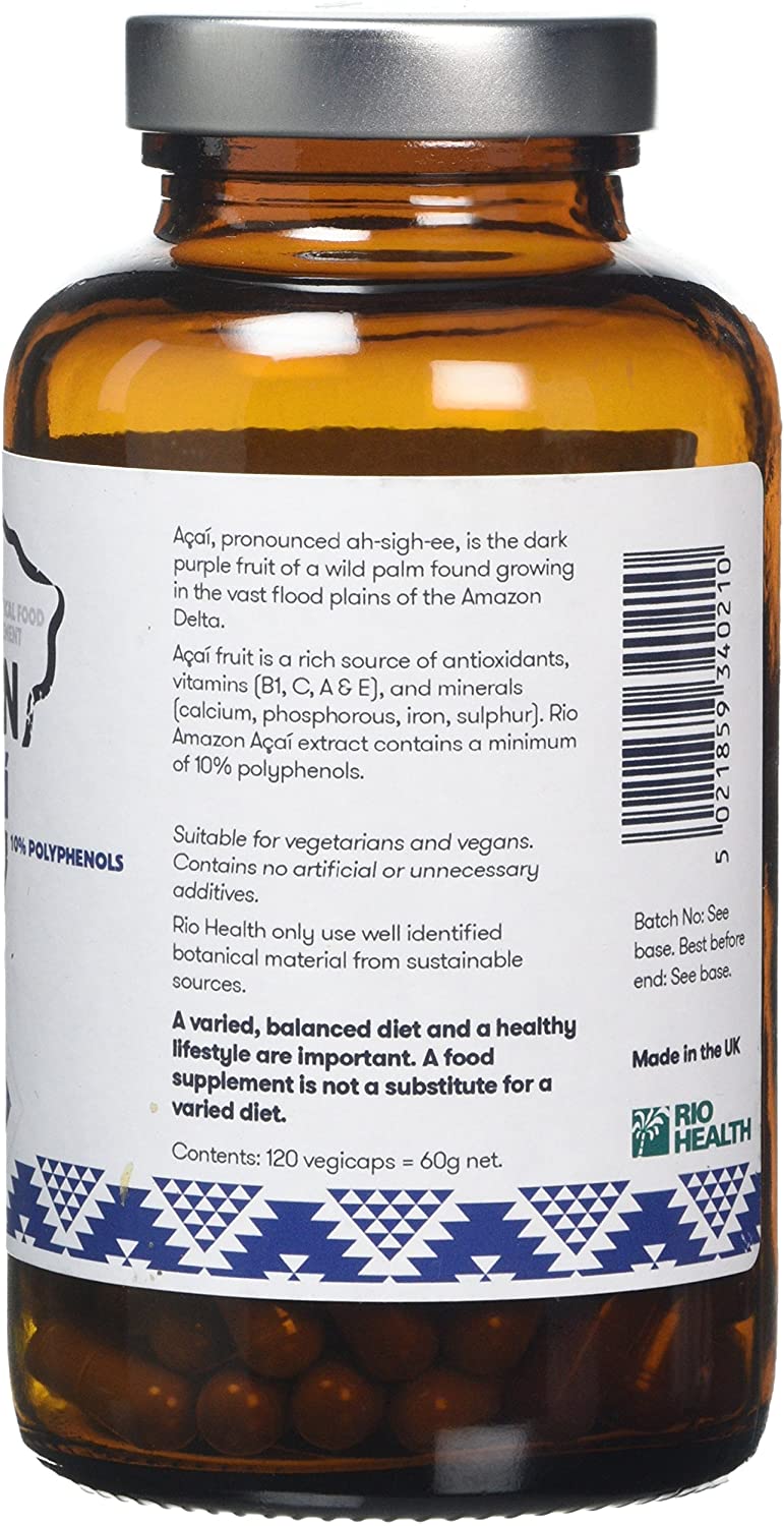 Rio Amazon Acai Extract 10% Polyphenols 500mg 120 vcaps, 120 count (Pack of 1) - Image 2