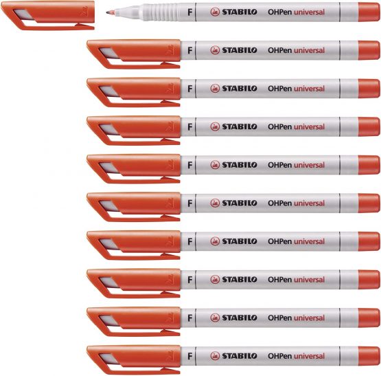 OHP Pen - STABILO OHP Pen Soluble Fine Box of 10 Red