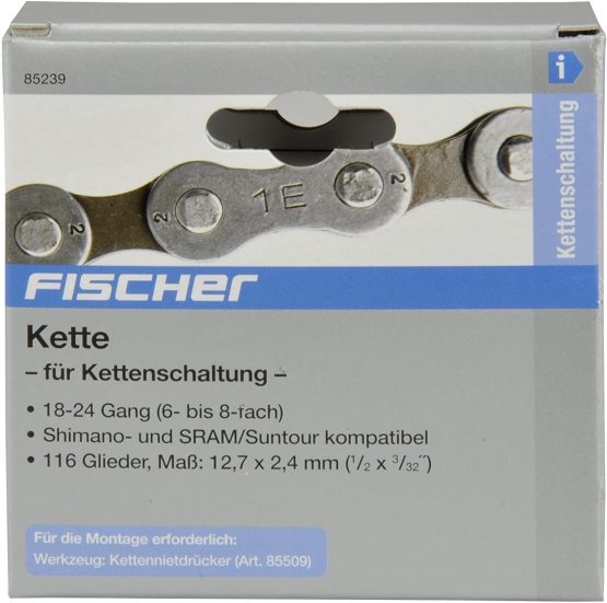 fischer Unisex_Adult Kette Kettenschaltung 6-8fach 1/2x3/32 Derailleur, Black, standard size - Image 2