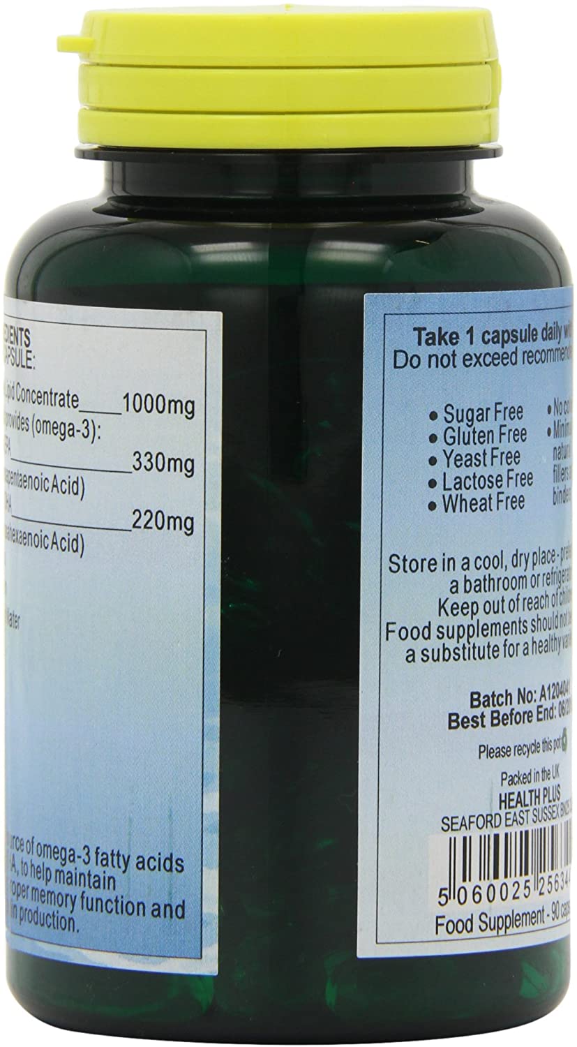 Health Plus High Potency Omega-3 EPA 1000mg (33:22) Fish Oil Supplement - 90 Capsules, Natural, 90 count (Pack of 1) - Image 4