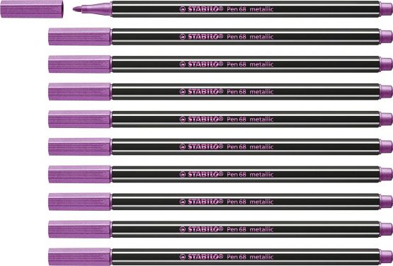 Metallic Premium Felt Tip Pen - STABILO Pen 68 Metallic Box of 10 Rose