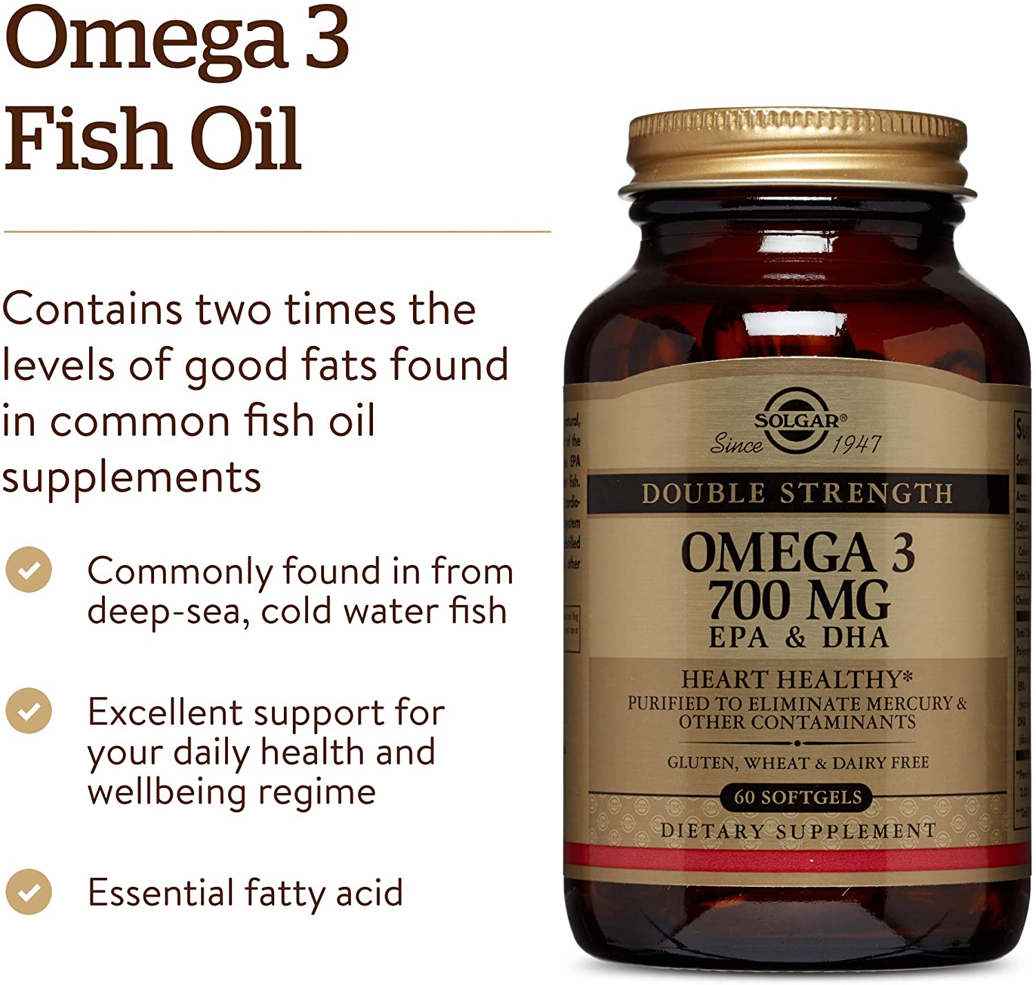 Solgar Omega-3 Double Strength Softgels, Pack of 60, for a Healthy Heart Brain and Vision - Image 4