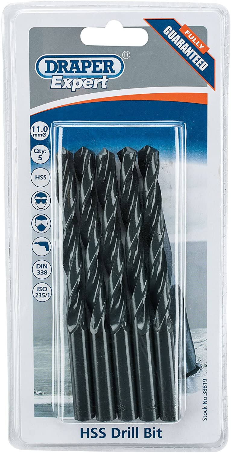 Draper 38819 H29MC Expert HSS Drill Bit, 11.0mm diameter , Pack of 5, Blue
