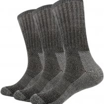 Vihir Men's Cushioned Thick Merino Wool Crew Sock for Skiing, Trekking, Hiking