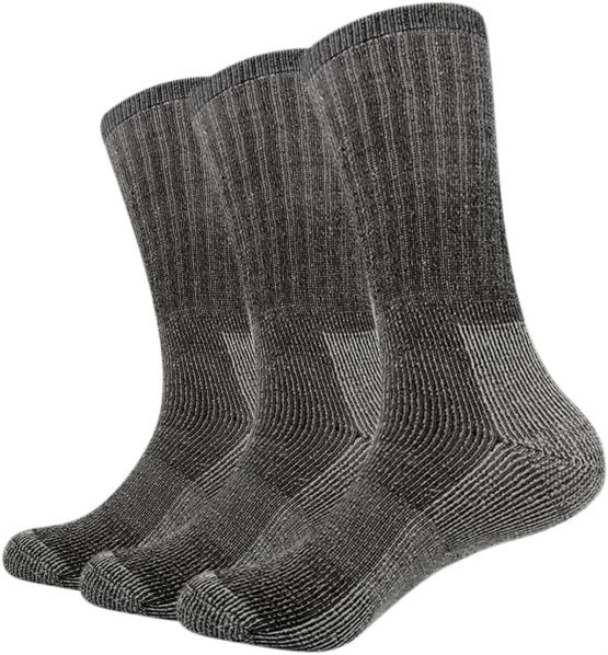 Vihir Men's Cushioned Thick Merino Wool Crew Sock for Skiing, Trekking, Hiking