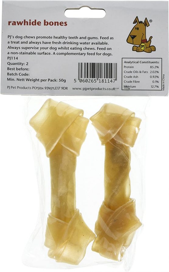 PJ Pet Poducts Rawhide Knotted Bones 10cm 20 x 30 g (10 x pack of 2, 20 bones) - Image 2