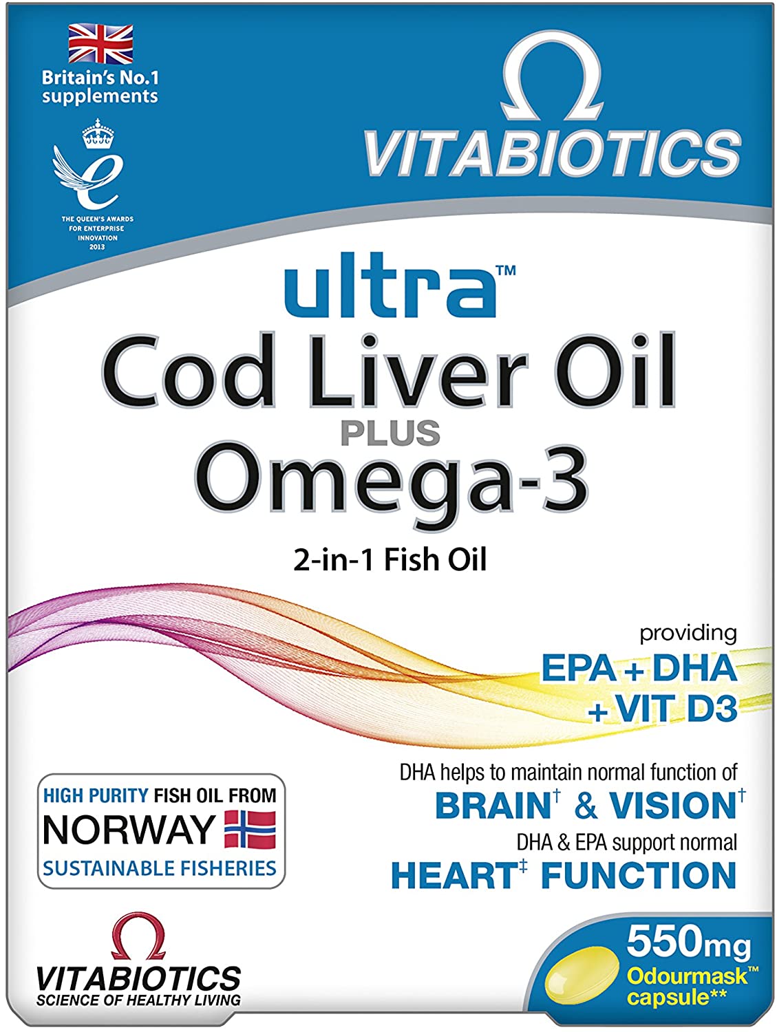 Vitabiotics Ultra Cod Liver Oil - 60 Capsules, 60 count (Pack of 1)