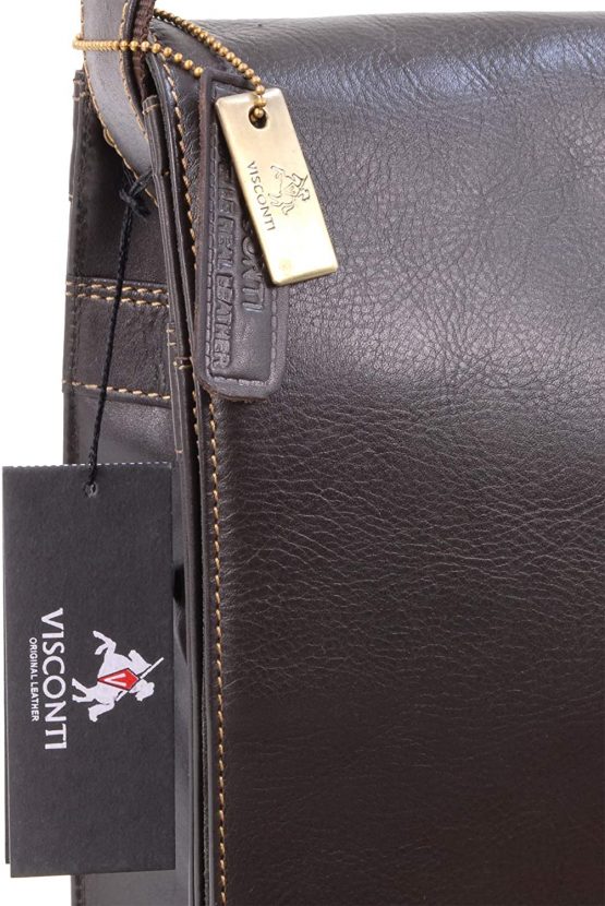 VISCONTI - Laptop Messenger Shoulder Bag - 13 to 14 Inch Laptop Bag - Hunter Leather - Office Work Organiser Bag - Multiple Pockets - 18548 - HARVARD - Mocha - Image 4