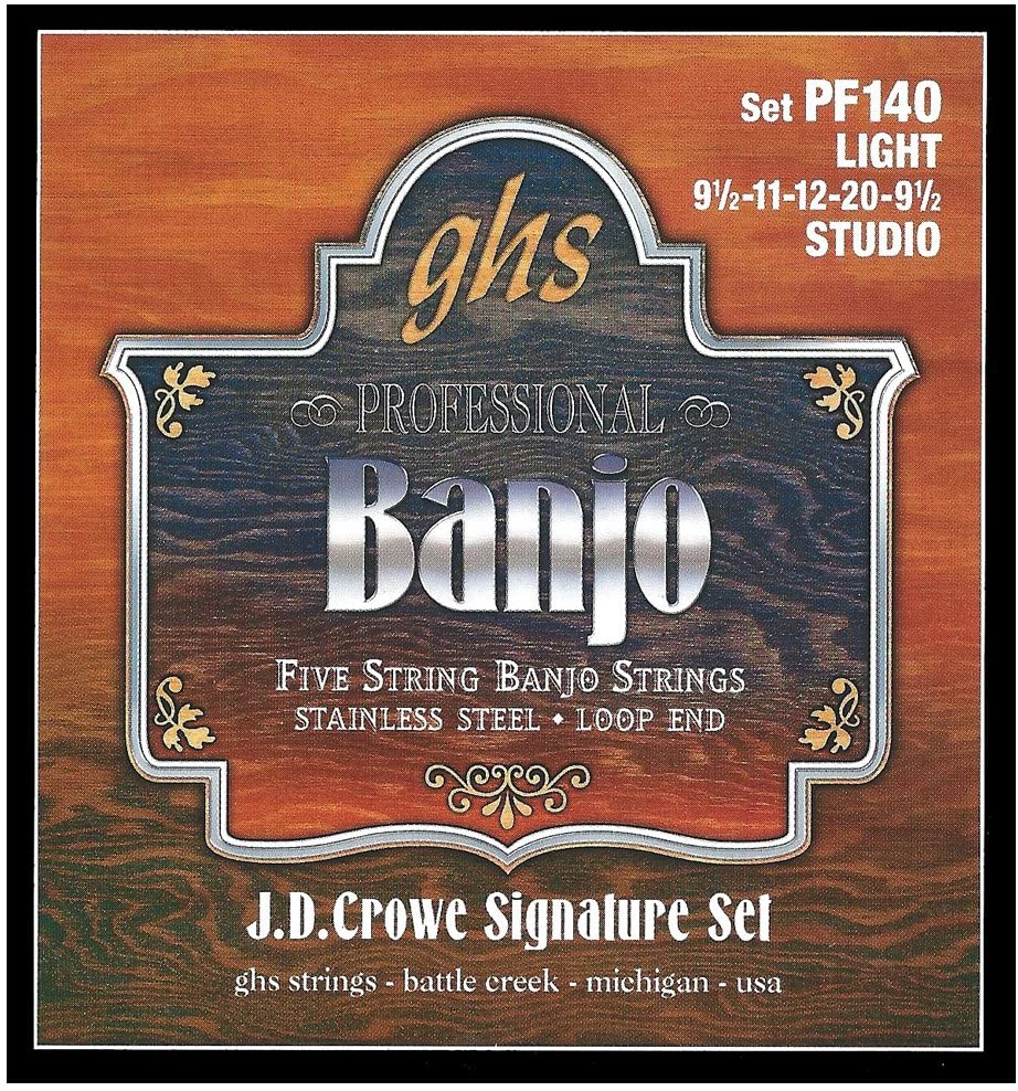 GHS Strings PF140 J.D. Crowe Signature Series (Studio), 5-String Stainless Steel Banjo Strings, Light (9 1/2-20)
