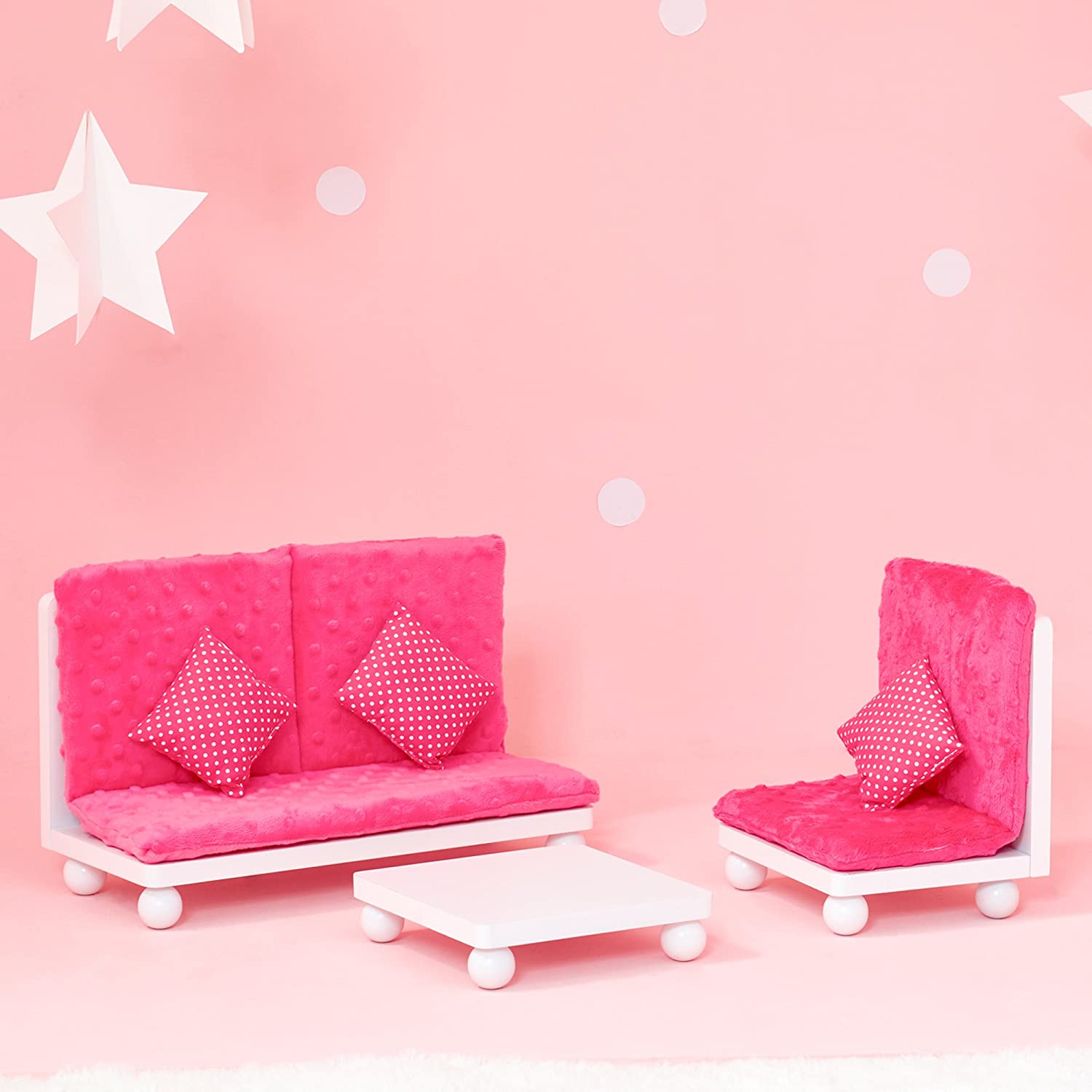 Olivias World Baby Doll Wooden Furniture Lounge Sofa Dolls Chair TD-11930A/B, White - Image 2