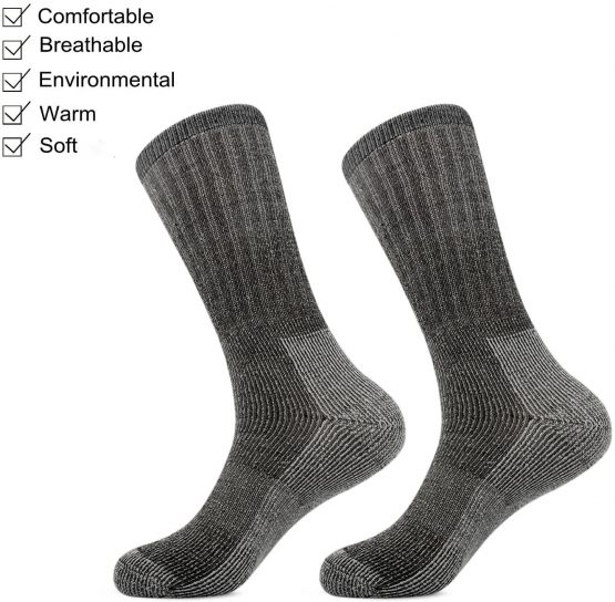 Vihir Men's Cushioned Thick Merino Wool Crew Sock for Skiing, Trekking, Hiking - Image 4