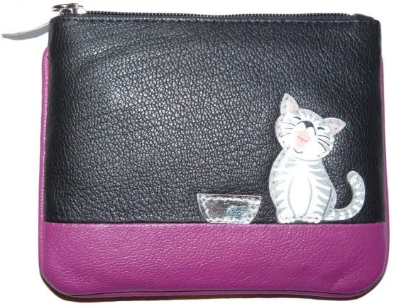 Ziggy Cat Coin Purse by Mala Leather with Gift dustbag 4153 99 Soft Leather (Black)