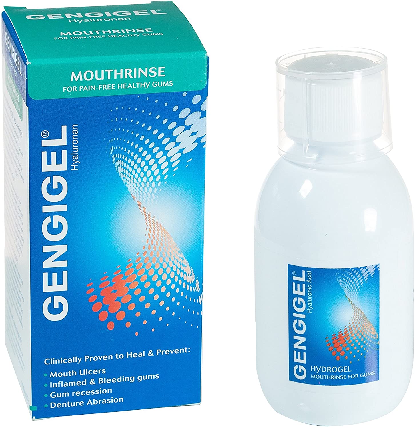 Gengigel Mouthrinse 150ml, Hyaluronic Acid Mouth Ulcer Treatment for Adults Gum Repair & Gum Disease Support