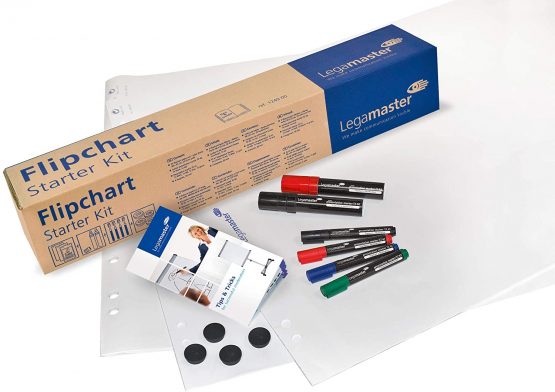 Legamaster Flipchart Starter Kit - Set consisting of 3 Flipchart Paper Pads, 6 Markers and 4 Magnets - All-in-One Flipchart Accessory Set - Ideal for Writing Meeting Notes and Brainstorming