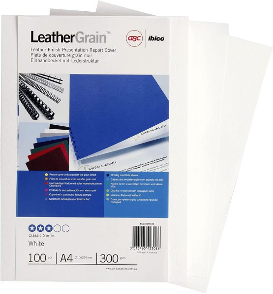 Antelope Binding Covers Leather-look Plain A4 White Ref CE040070 [Pack of 100]