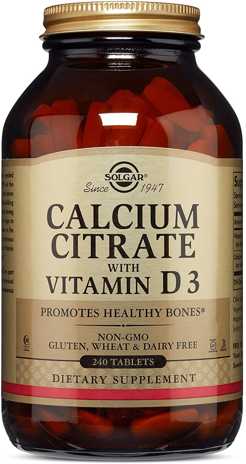 Solgar Calcium Citrate with Vitamin D3 - Healthy Bones & Teeth - High Potency Formula - 240 Tablets, Brown, 240 count (Pack of 1)