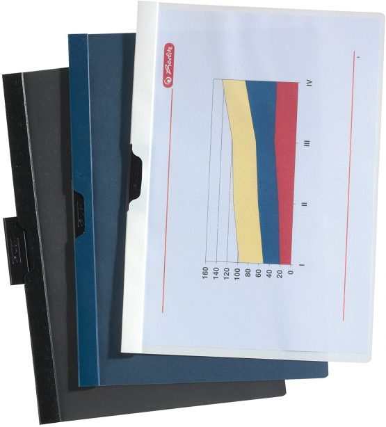 Herlitz A4 Spine Clip File with 30 Sheets Capacity - Red (5 Pieces) - Image 4