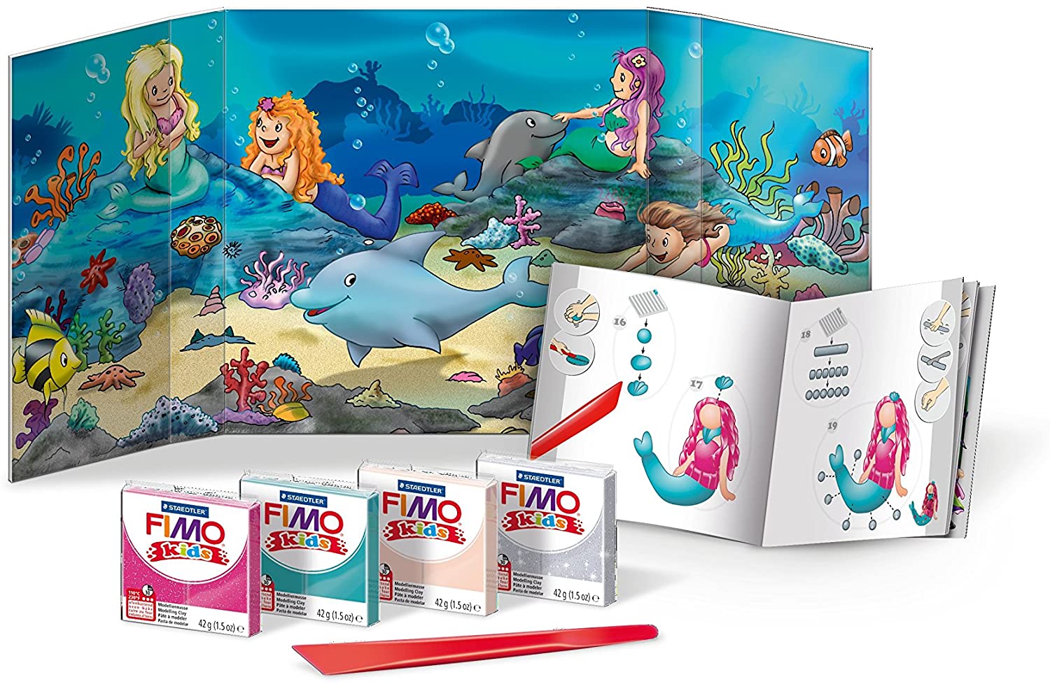 Staedtler 8034 12 LY Fimo Kids Shape & Play Set Mermaid (Super Soft, Oven Hardening Clay, Easy Instructions, Resealable Box - Image 2