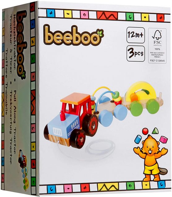 VEDES Großhandel GmbH - Ware BEEBOO wooden Pull along Tractor with 2 Tags