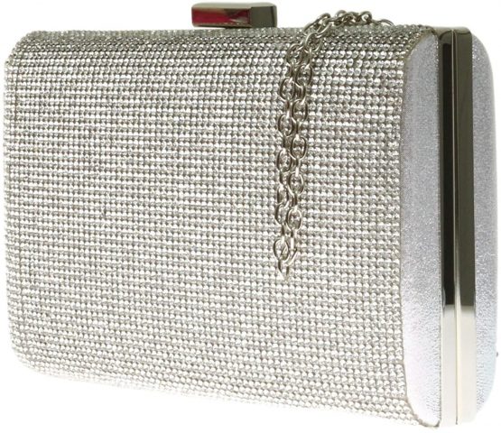 Girly HandBags Satin Hard Case Clutch Bag Encrusted Evening Party Wedding Handbag - Image 4