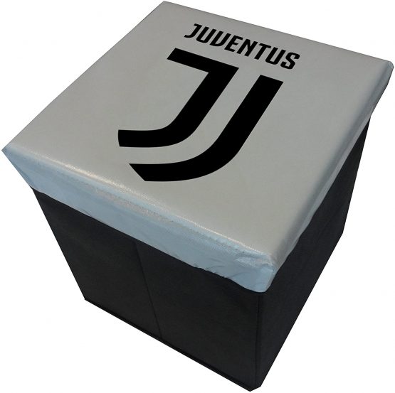 Juventus 3500 100 2131 Storage Pouf, Polyester, White/Black, 31 x 31 x 4 cm
