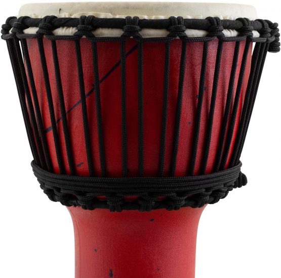 World Rhythm MDJ002-RD 10” Rope Tuned Djembe Drum – Red African Synthetic Hand Drum - Image 3