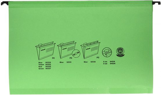 Esselte 90337 Classic Reinforced Suspension File, Foolscap, Tabs Included, Green, Pack of 25, 360 x 240 mm - Image 2