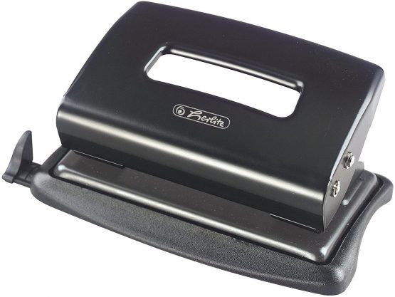 Herlitz Hole Punch with Stop, 1 Piece in Folding Box Made of Clear Film Material, 1.2 mm, Blue Black